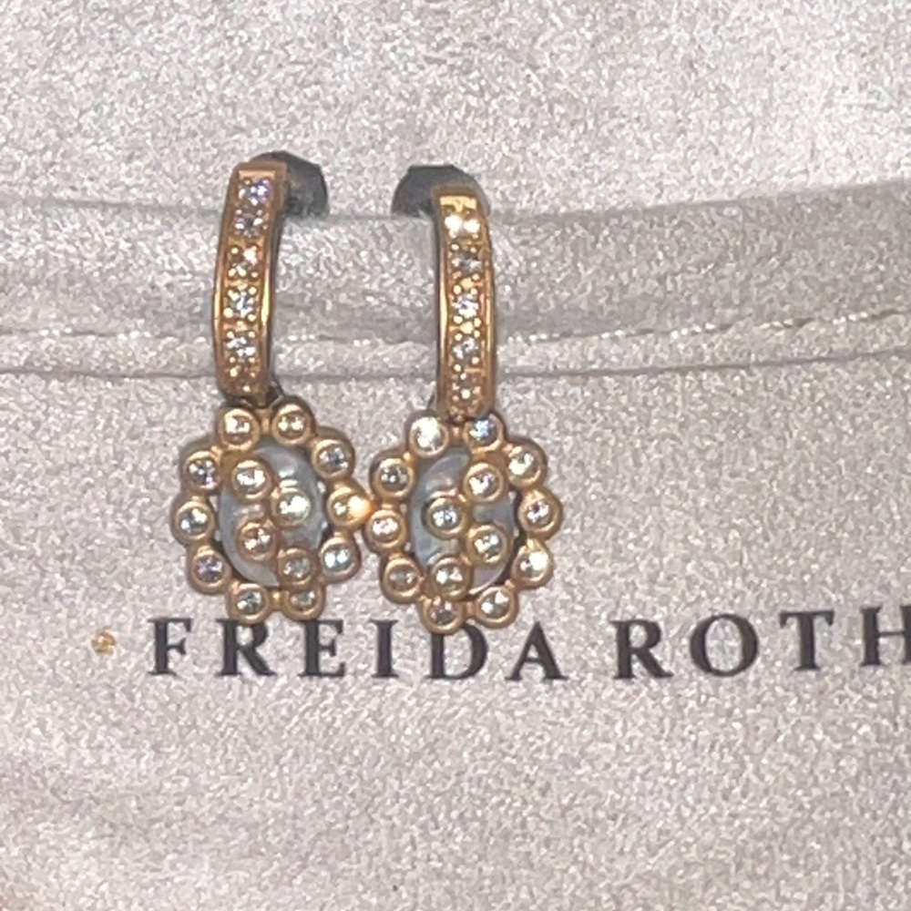 Freida Rothman 925 Hoop Drop Earrings